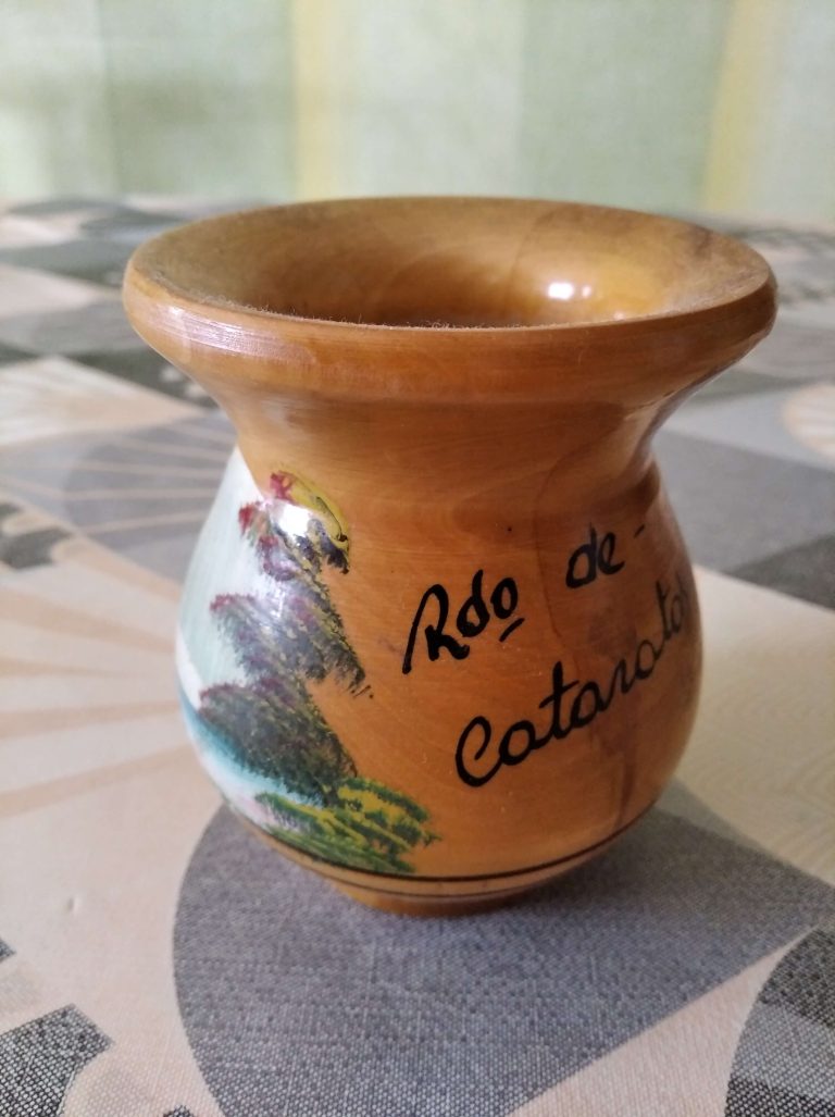 Tasse à Maté En Bois De Caroubier - Fait Main Argentine, Avec Crochet, Lama