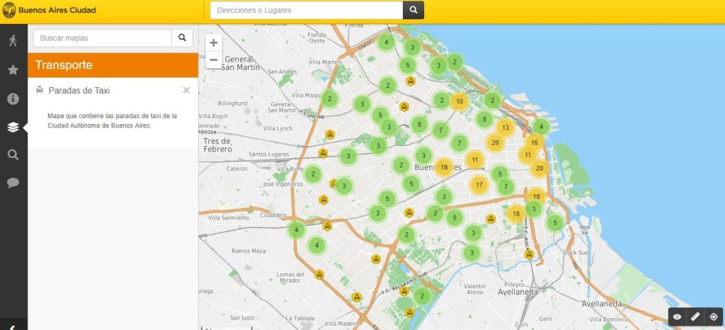 carte interactive des stations de taxi à Buenos Aires