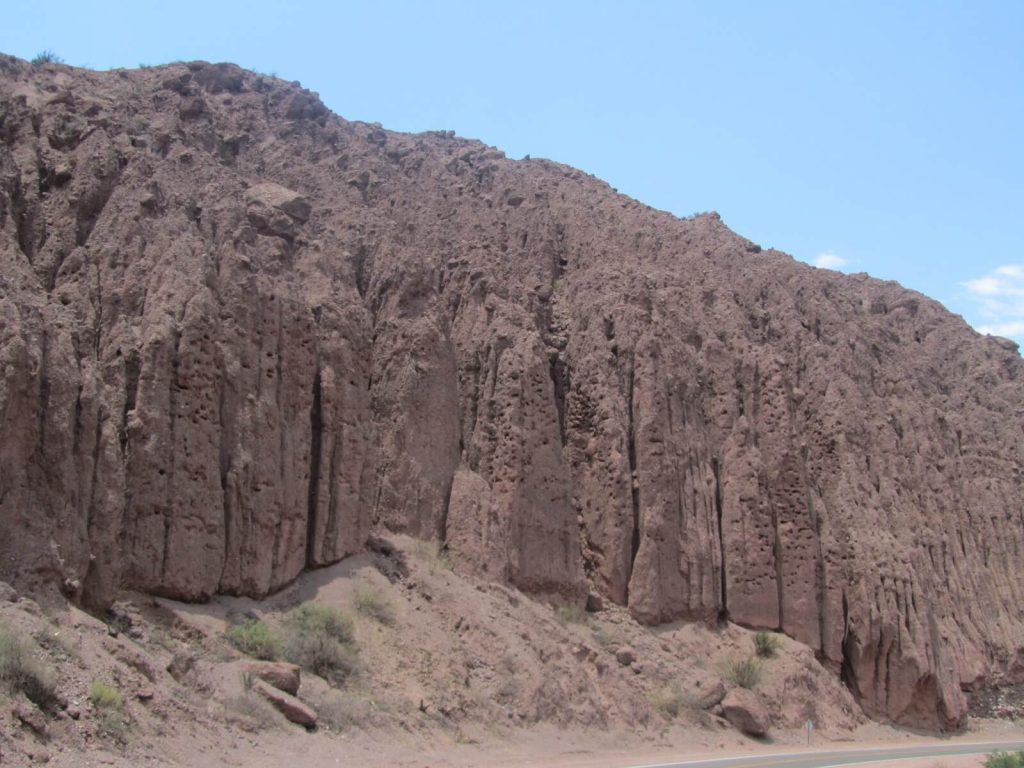 Nids d'oiseaux creusés dans les roches de la Quebrada de las Conchas en Argentine