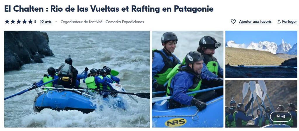 Excursion organisée en rafting à El Chalten