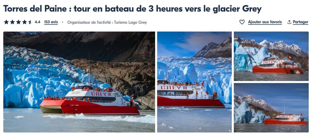 Tour en bateau de 3 heures au Parc Torres del Paine